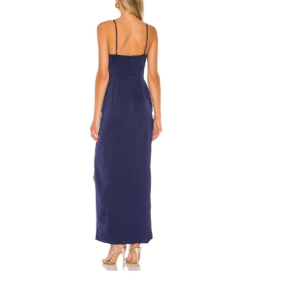 NBD Lila Gown Cowl neck Slit in Blueberry SZ S - Picture 2 of 8